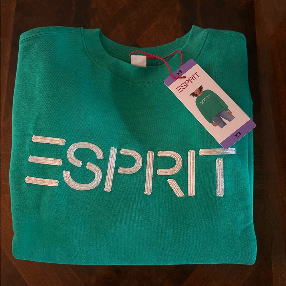 Esprit Teal Green Logo Crewneck Sweatshirt
